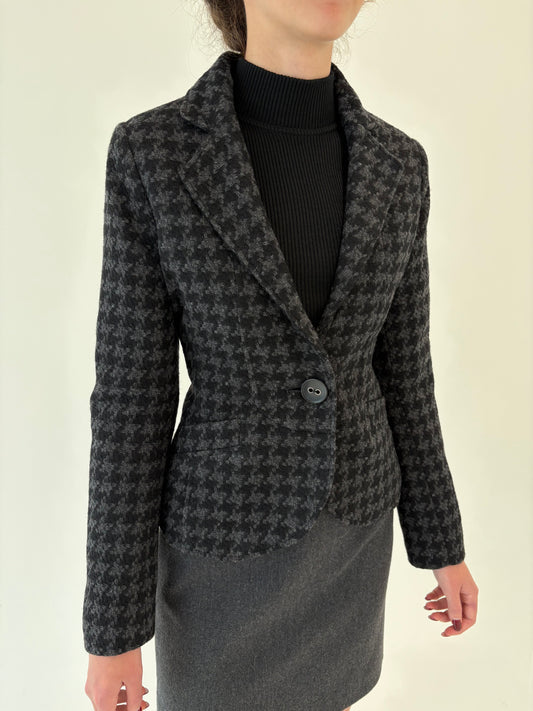Sacou cambrat pied du coq din tweed plin de lana extrafina