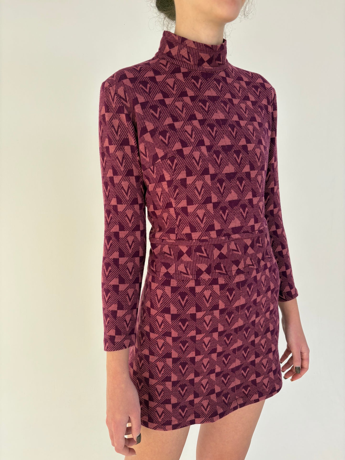 Rochie mini old vintage din lana extrafina early 70’s