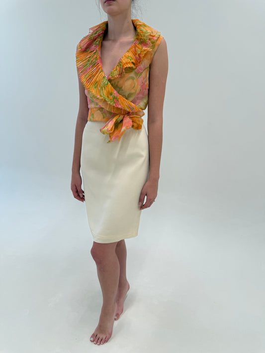 Fustă light nude Marella by Max Mara din mătase naturală