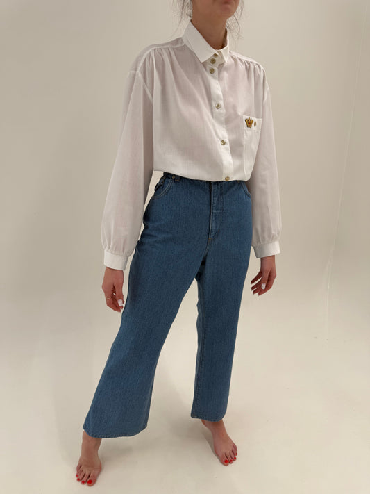 Jeans vinatge tall ușor evazați classic wash cu talie ultra înaltă