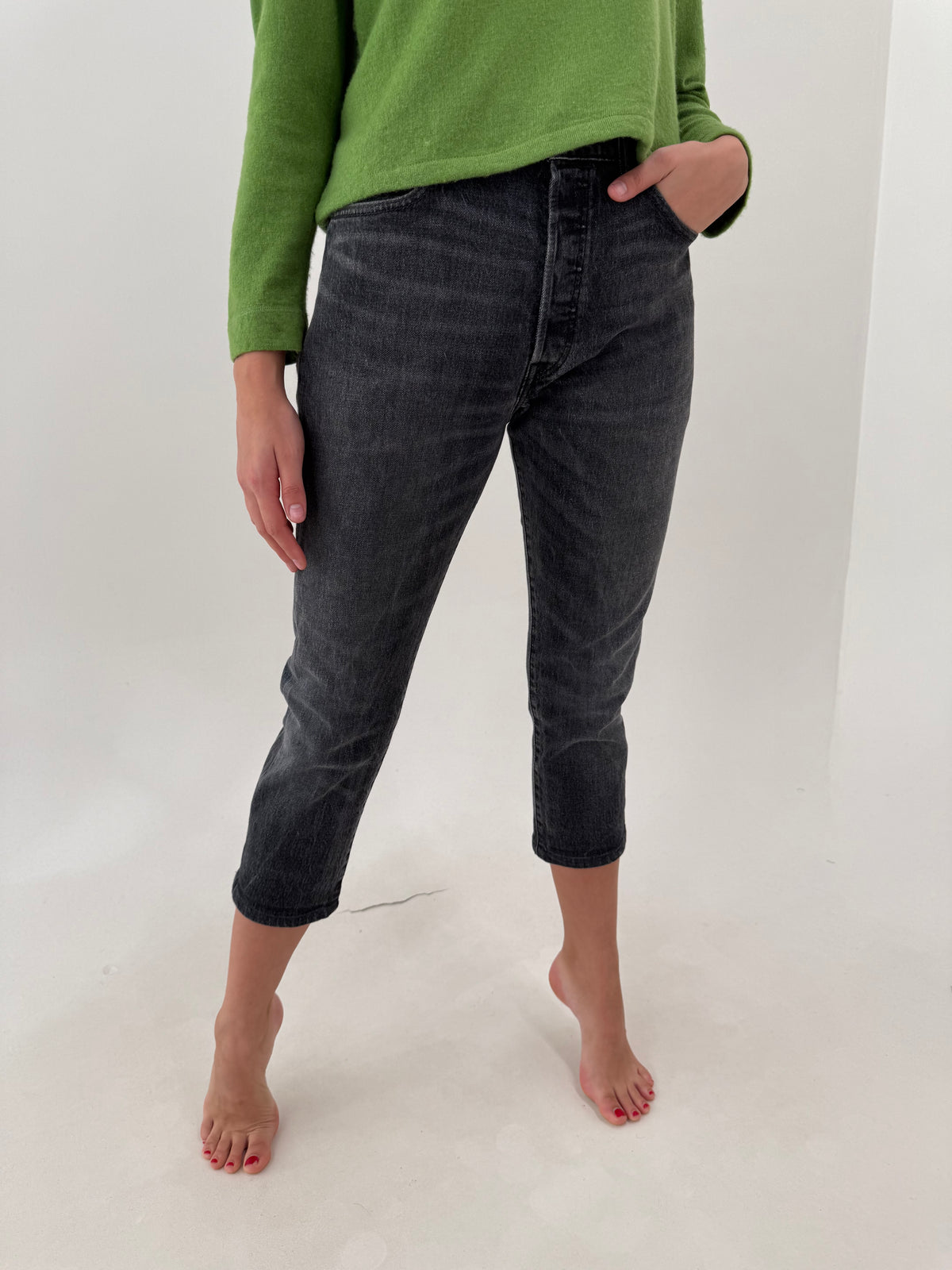Jeans Levi’s 501 petite din bumbac gros ultra confort