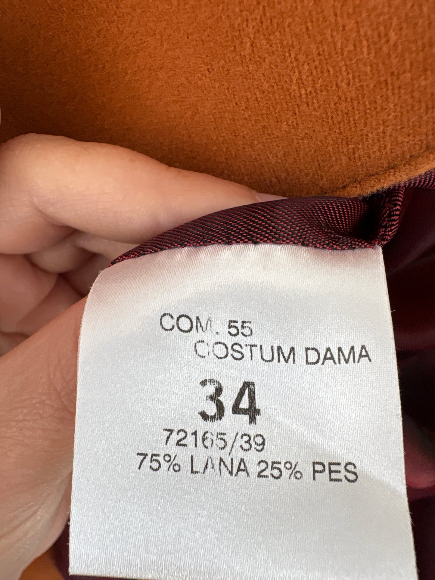 Sacou cambrat pumpkin orange cu aspect de piele întoarsă