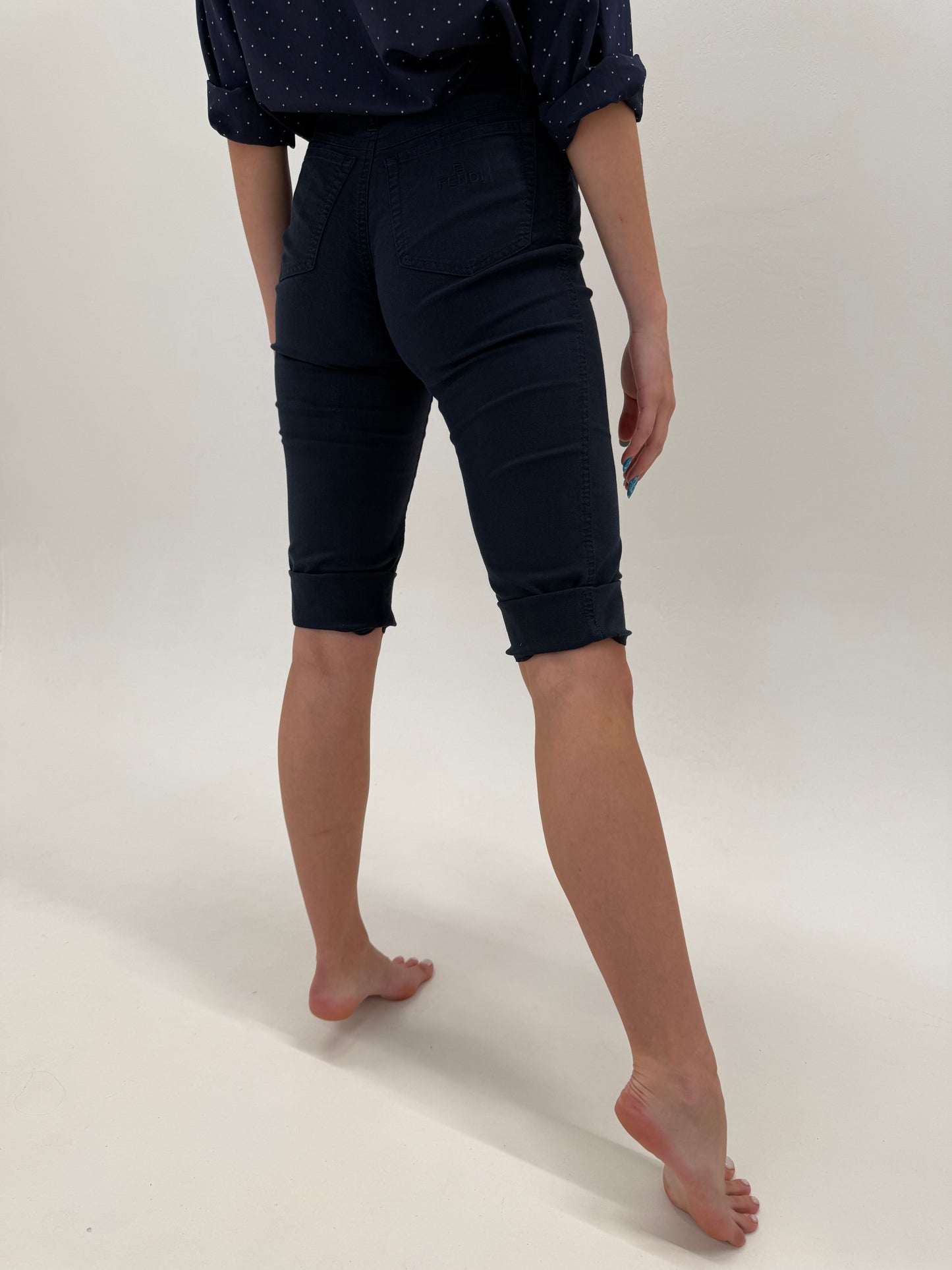 Pantaloni Fendi vintage capri super reveniți în trend din bumbac modelator