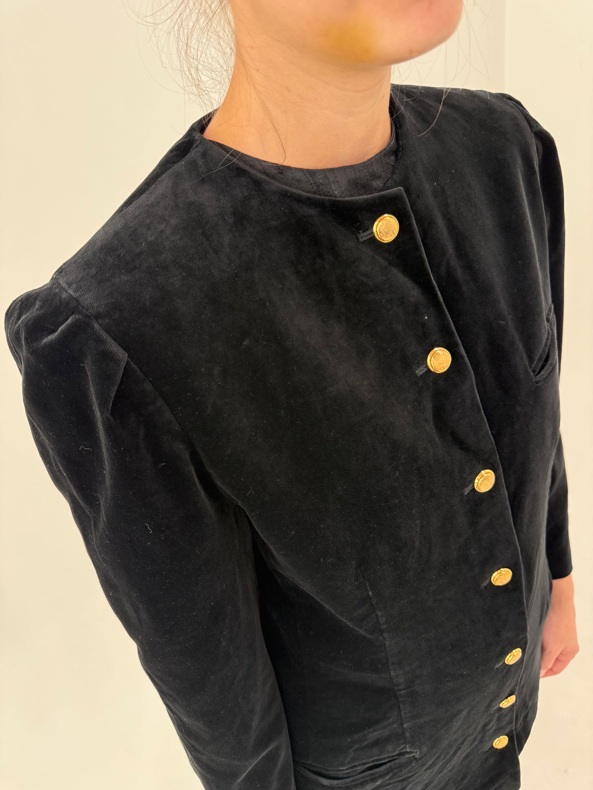 Sacou luxury vintage Louis Feraud din catifea excepțională de bumbac cu nasturi aurii