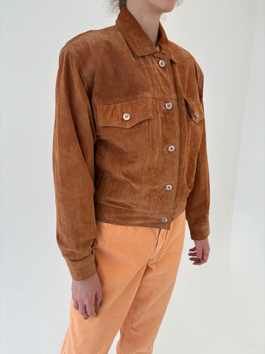 Geacă din piele naturală întoarsă caramel brown