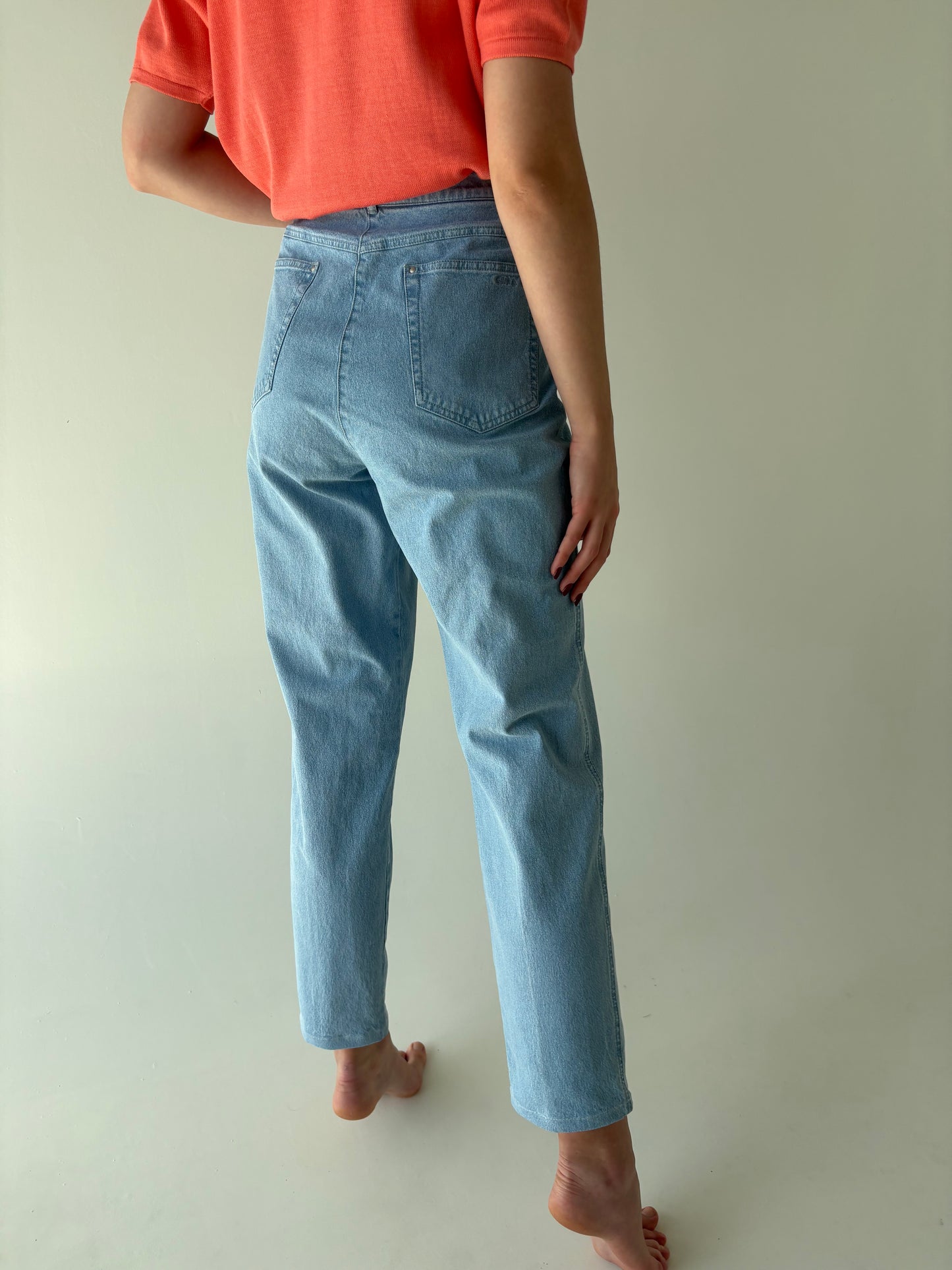 Jeans vintage confort mom fit tall cu talie ultra înaltă