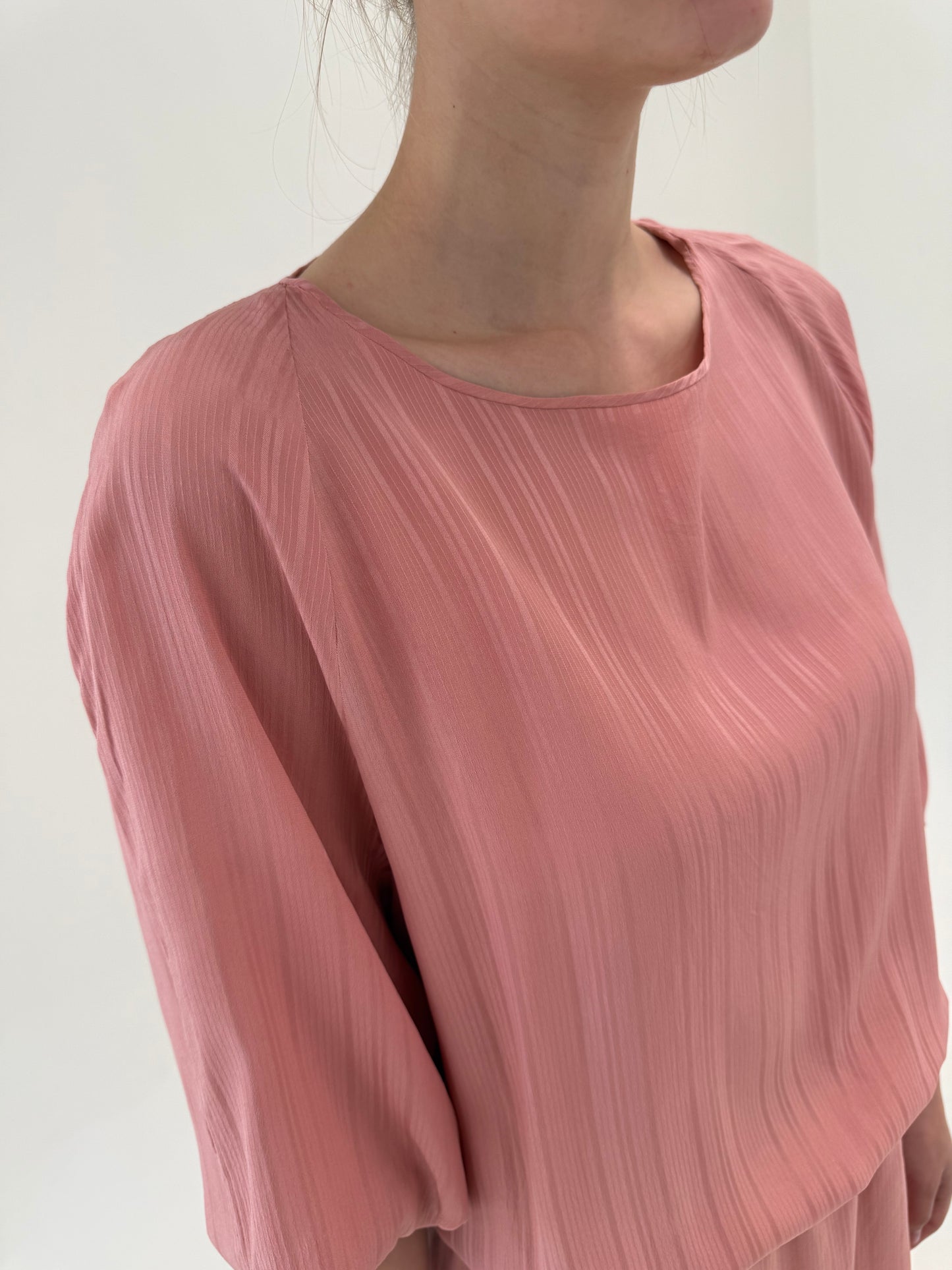Rochie dusty Pink din mătase naturală cu talie ultra înaltă elastică
