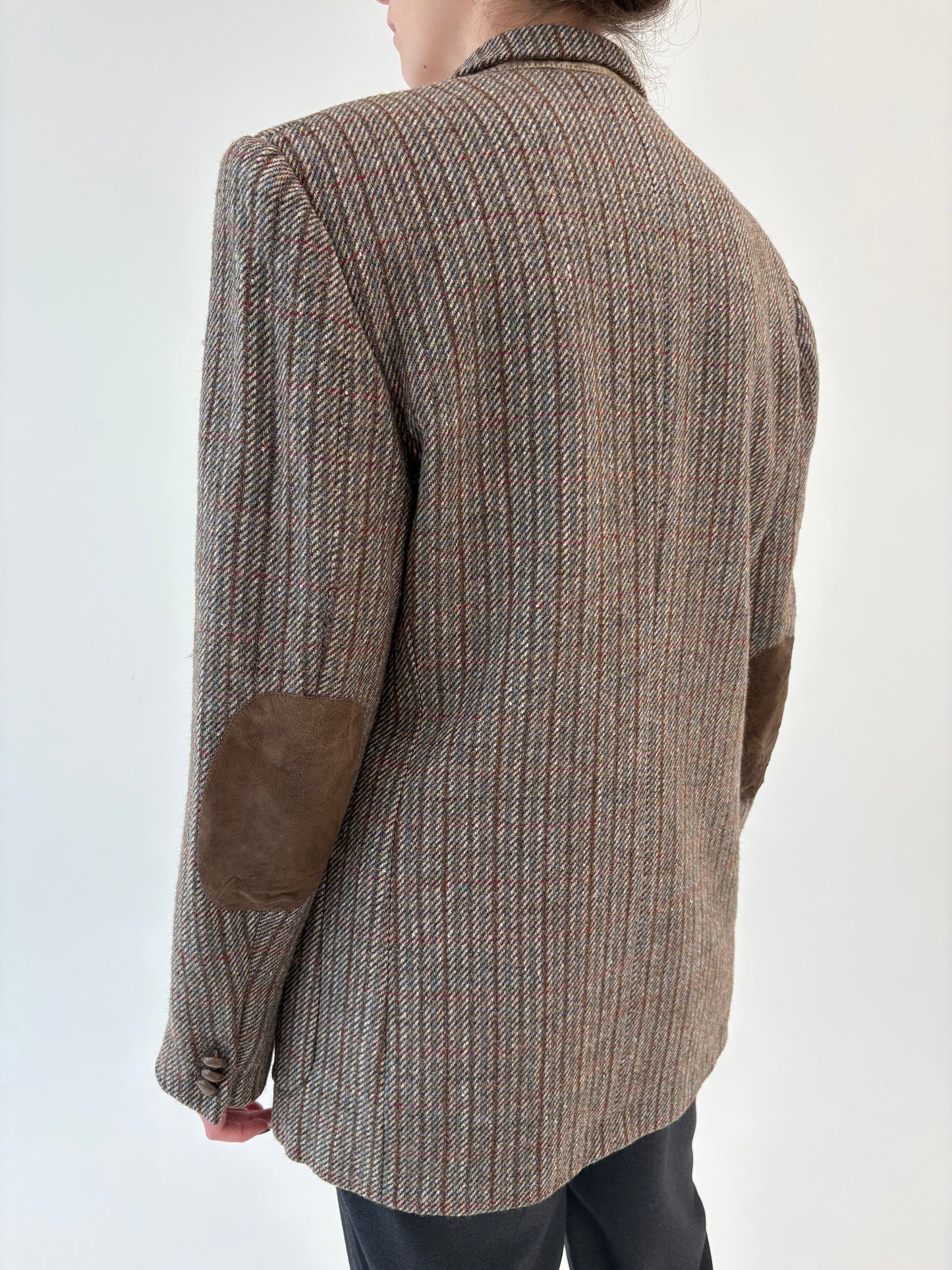 Sacou vintage luxury italian din tweed gros de lana, alpaka și mătase naturală