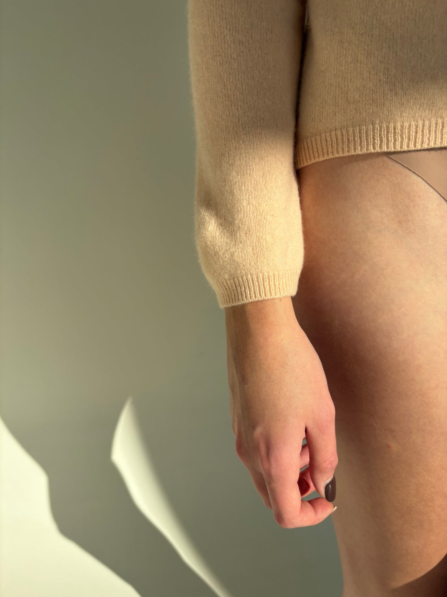 Pulover peach nude din cașmir multiply în anchior