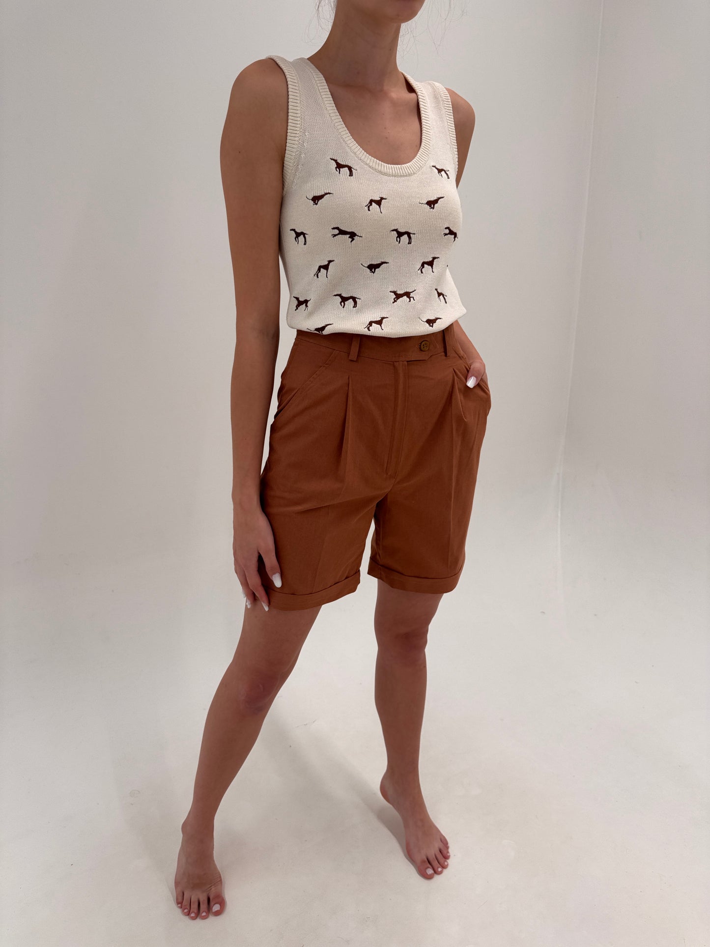 Pantaloni Marella by Max Mara caramel brown din poplin premium de bumbac