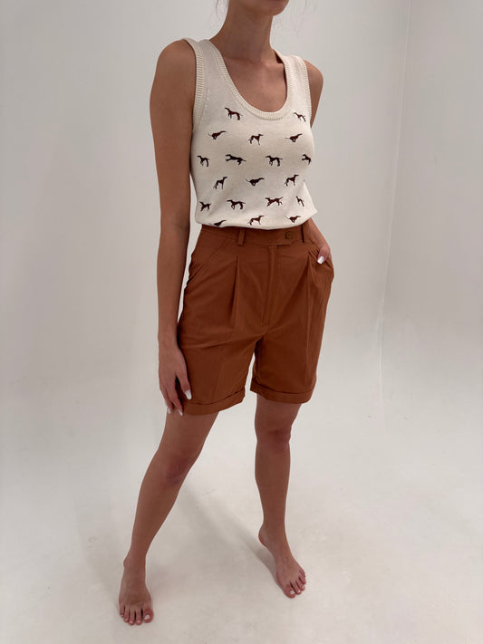 Pantaloni Marella by Max Mara caramel brown din poplin premium de bumbac