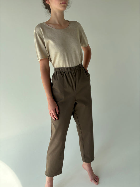 Jeans vintage confort chocolate brown cu talie ultra înaltă elastică