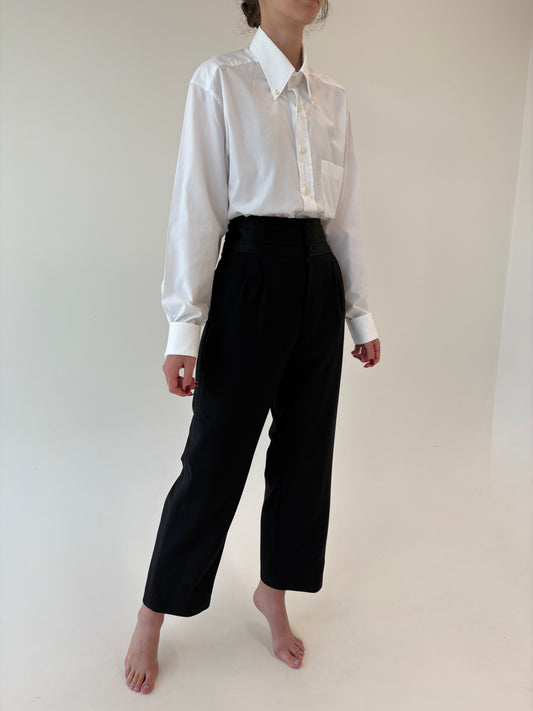 Pantaloni de ceremonie cu talie satinata plisată si vipușca