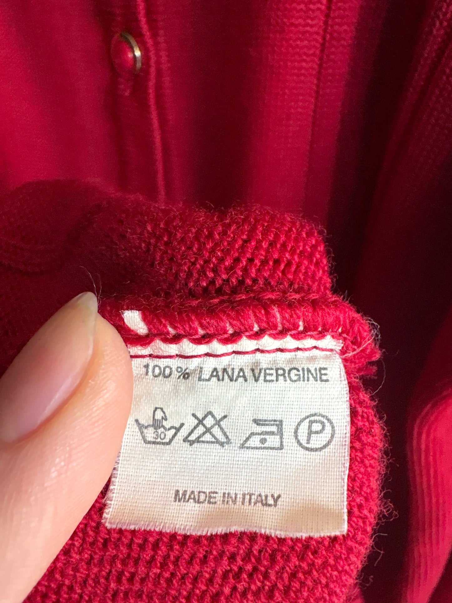 Cardigan cherry red italian de gramaj mare din lana merino extrafina