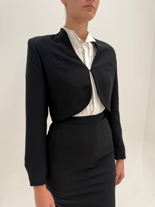 Sacou Max Mara negru tip bolero super revenit în trend din stofita de la zi la seară