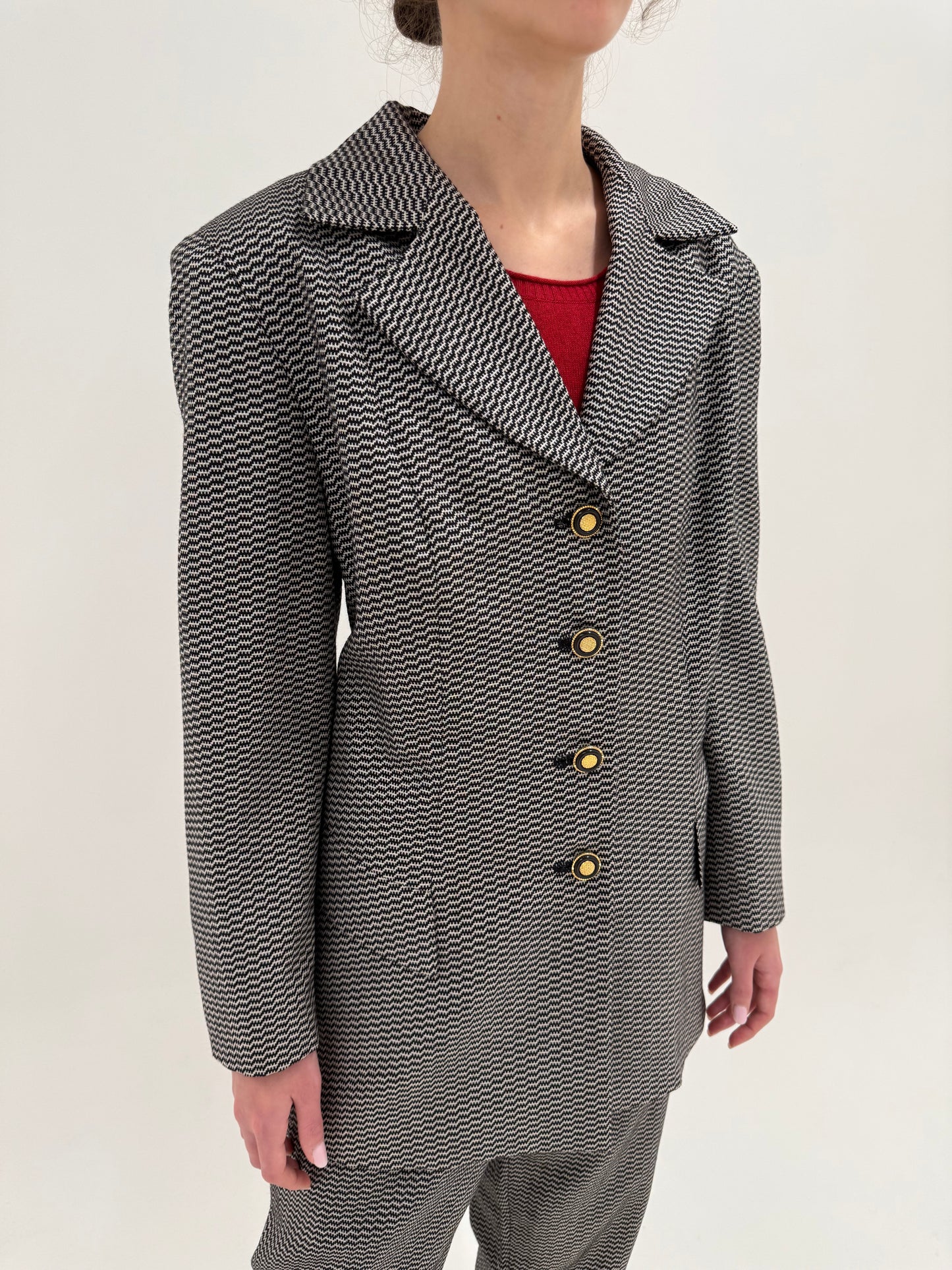 Costum vintage anii 90 de brand luxury de colecție din lana și mătase naturală