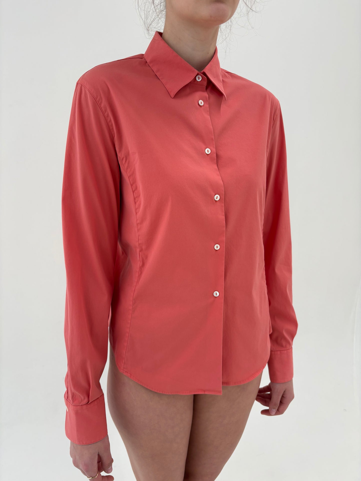 Cămașa Loro Piana din poplin ultra confort salmon Pink