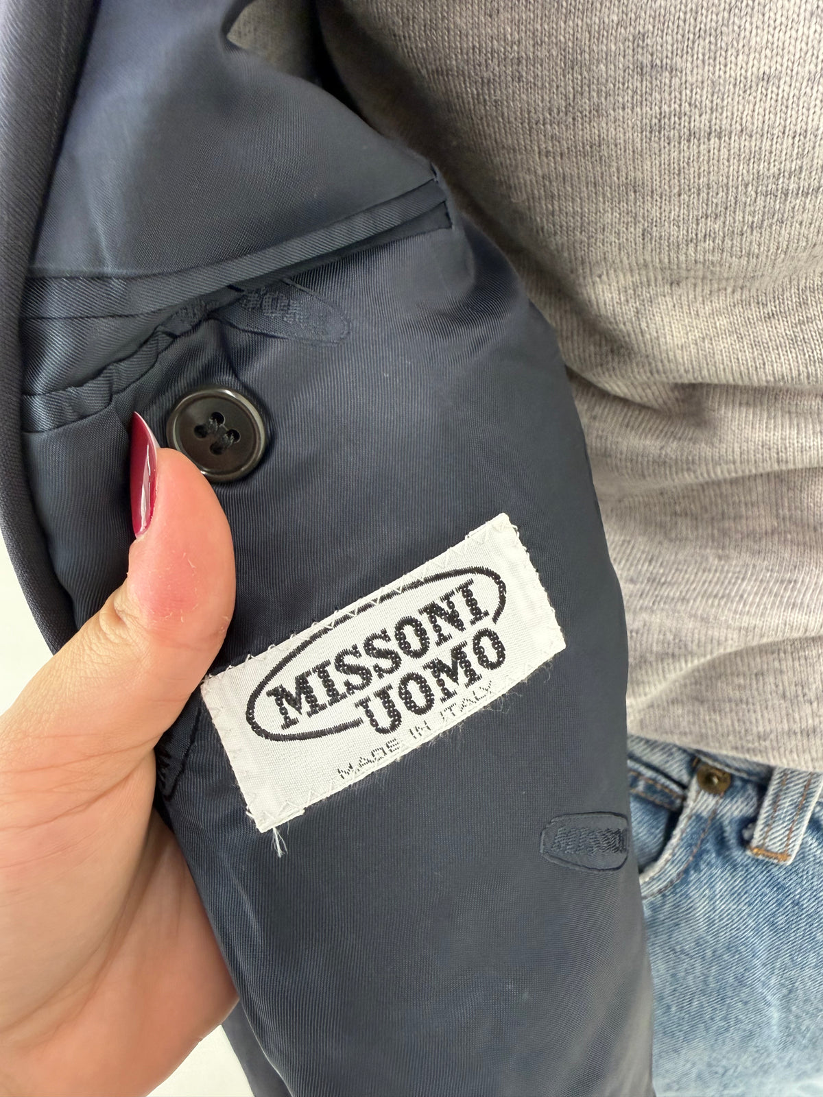 Sacou Missoni tall din lana excepțională Navy blue cu închidere dublă