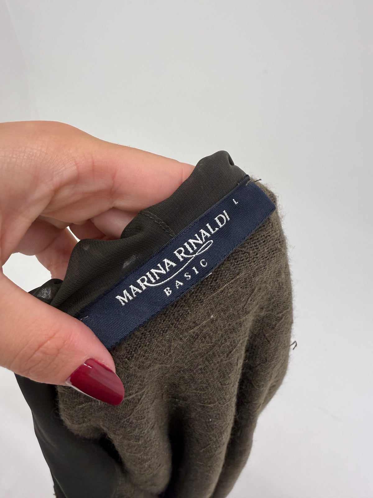 Hanorac luxury Marina Rinaldi kaki din lana extrafina cu paiete