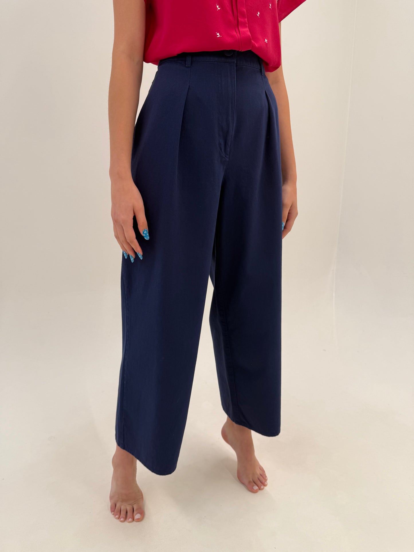 Pantaloni Armani din twill cu talie ultra înaltă și pense