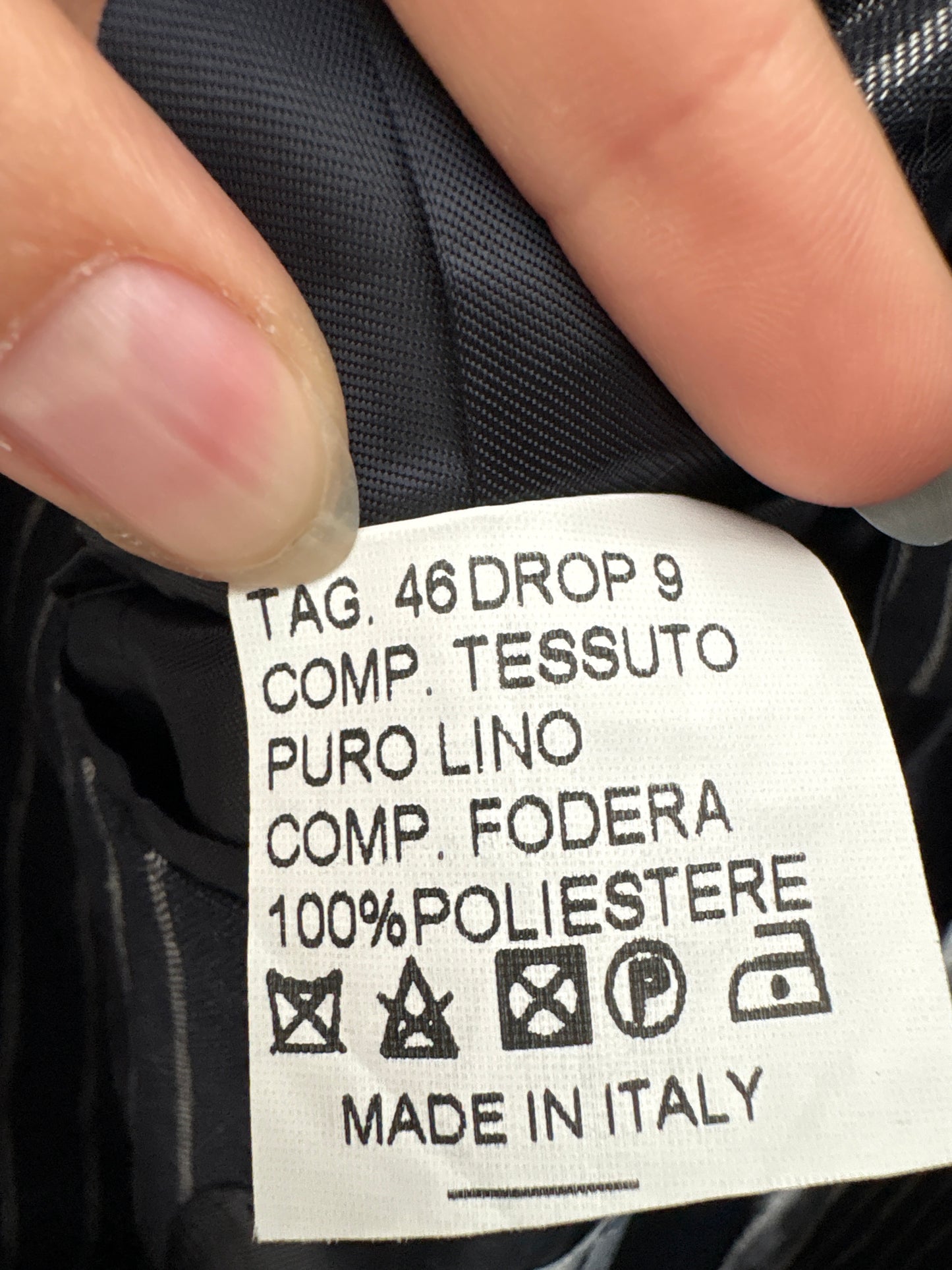 Sacou italian Navy tall cu dungi albe verticale din in preemium