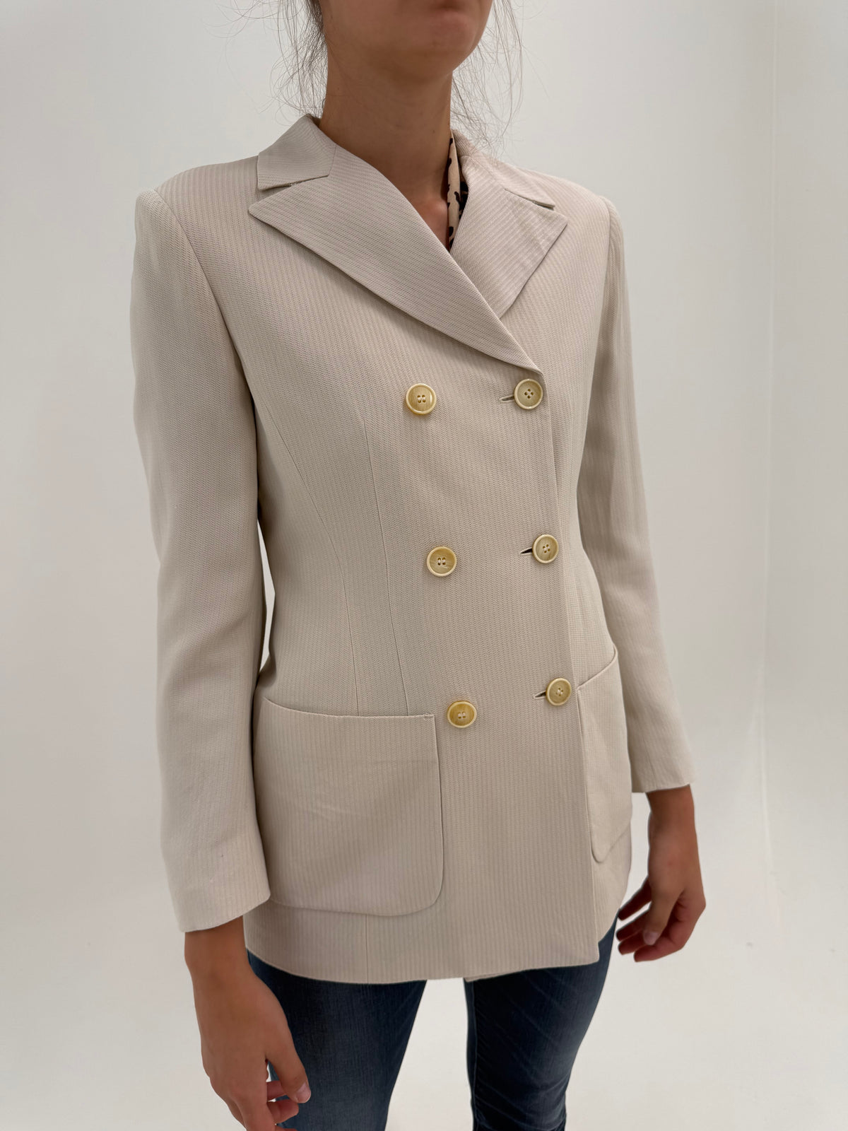 Sacou Max&Co by Max Mara Pink nude din stofita excepțională cambrat cu revere late