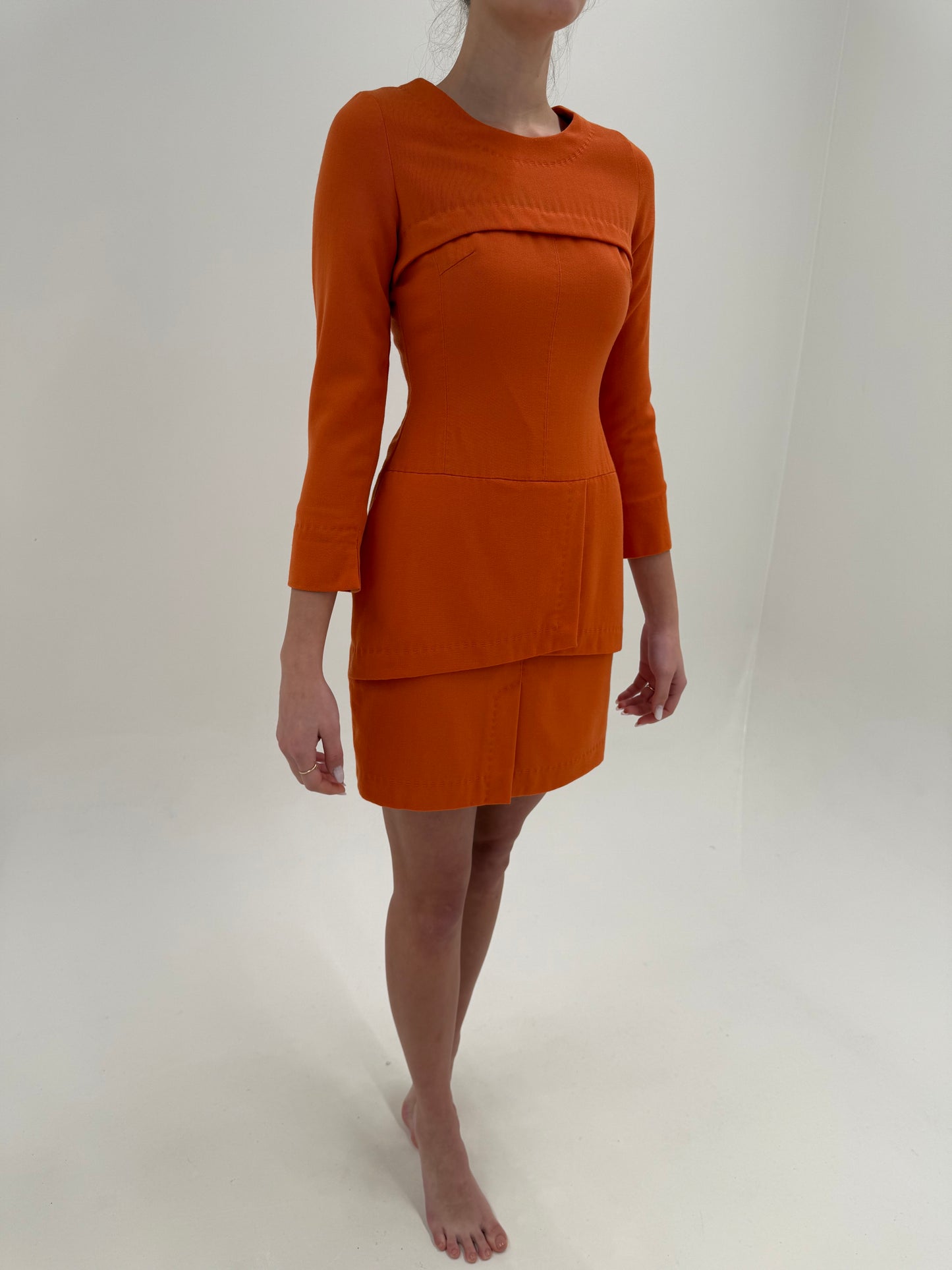 Rochie vintage bodycon oranj de la zi la seară