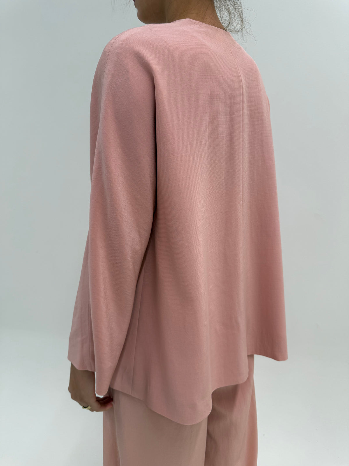 Deux piece vintage excepțional vintage din crepe de lana cu dantelă macrame