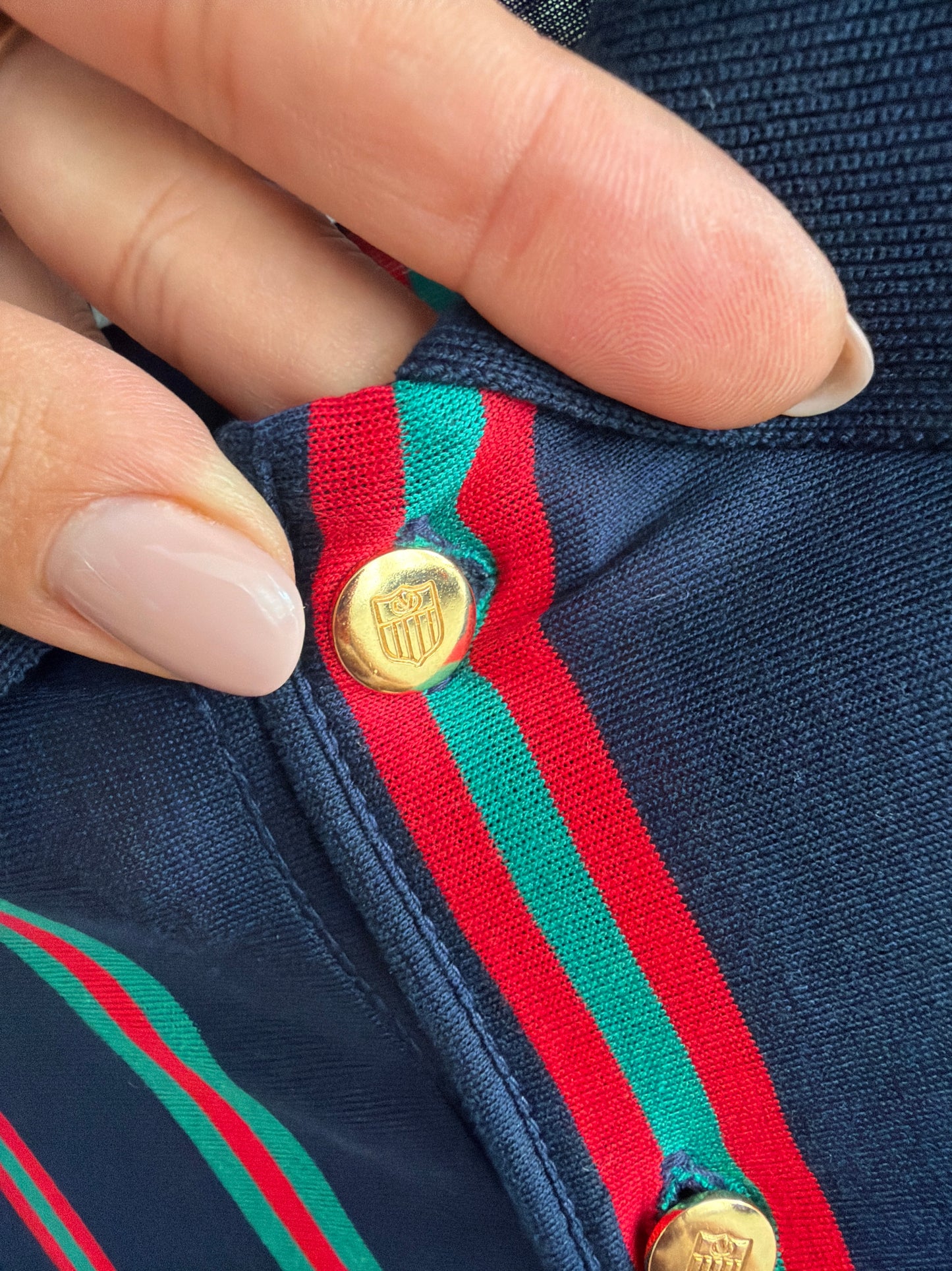 Top vintage polo Valentino în dungi din bumbac Filo di Scozia