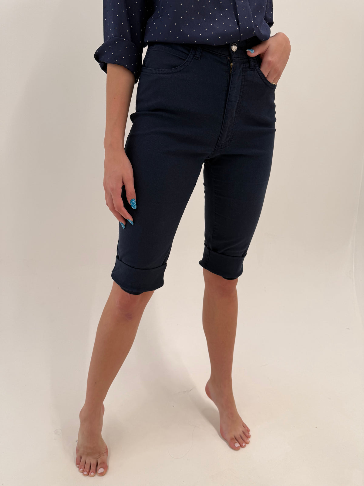 Pantaloni Fendi vintage capri super reveniți în trend din bumbac modelator