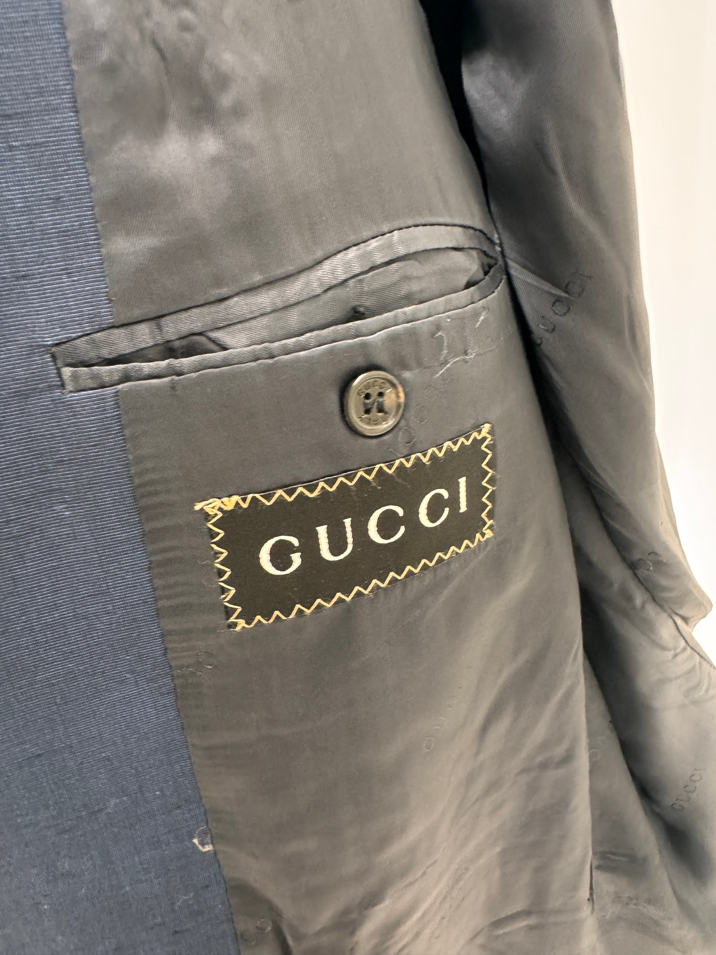 Sacou Gucci Navy din mătase naturală și bumbac tall incl croi actual