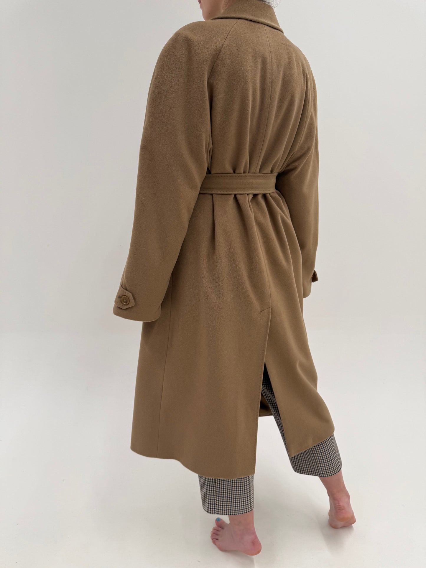 Palton ultra luxury Colombo camel din stofă plină de lana și cașmir