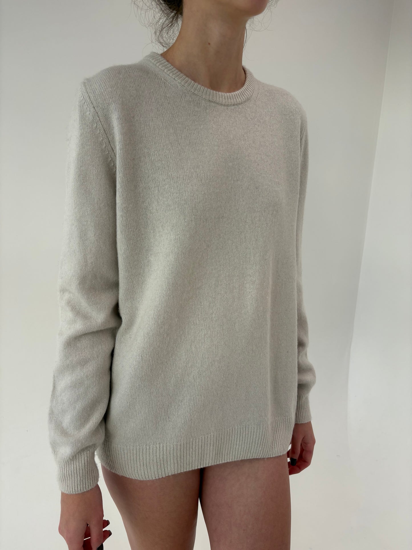 Pulover italian off white din cașmir multiply de gramaj mare