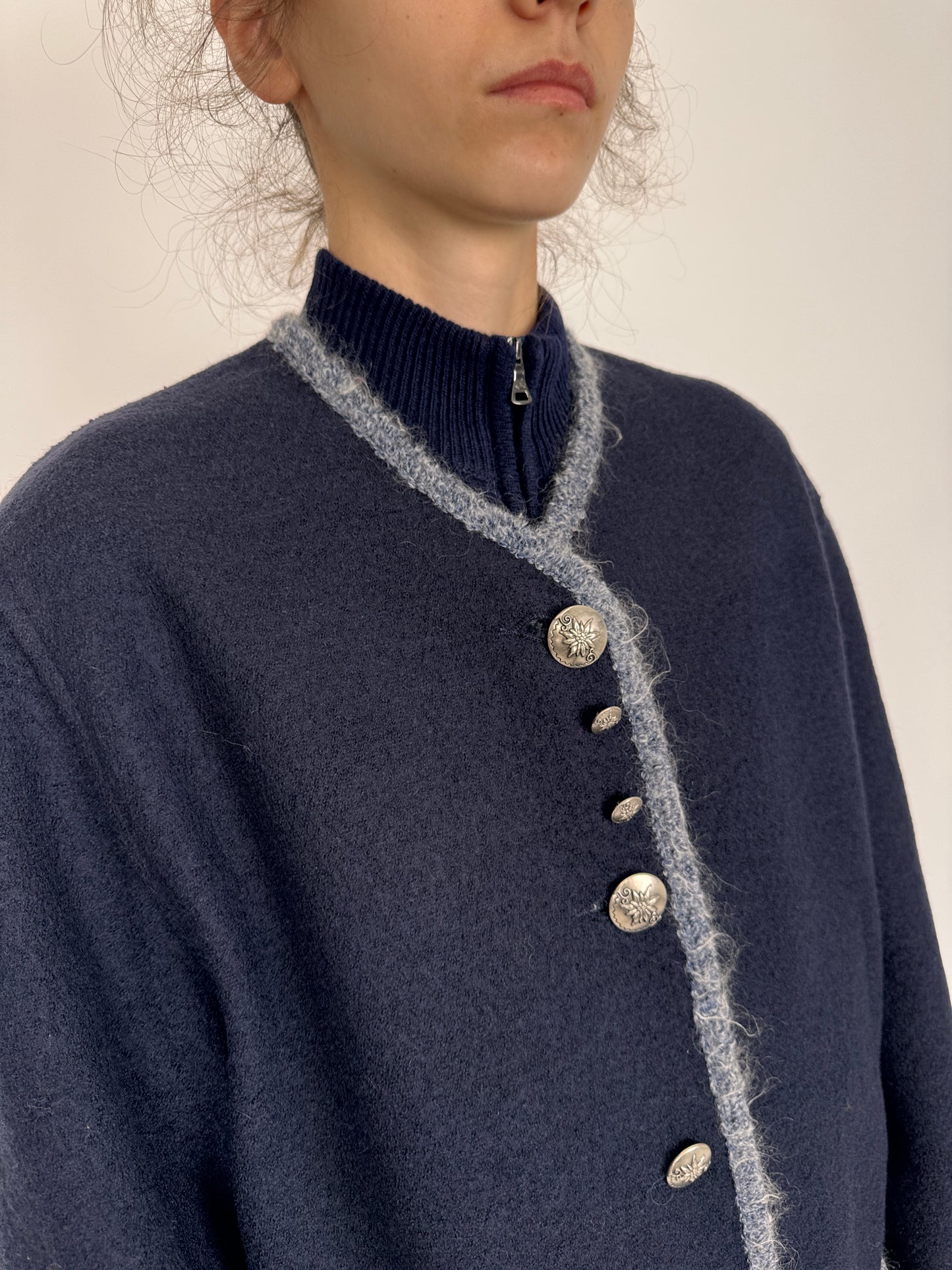 Jacheta tall din lana pura plină extrafina dark navy