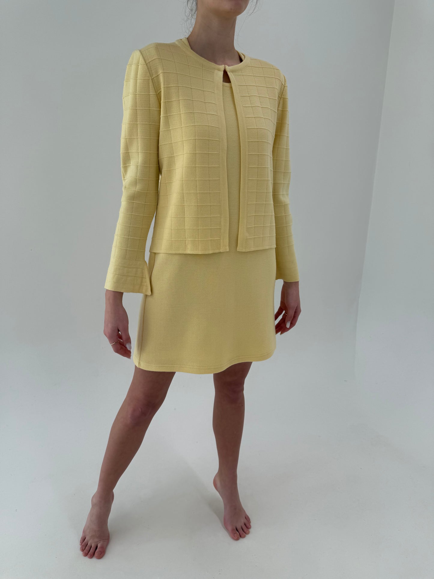 Set butter yellow din primăvară din jerse subțire de lana merino și extrafina