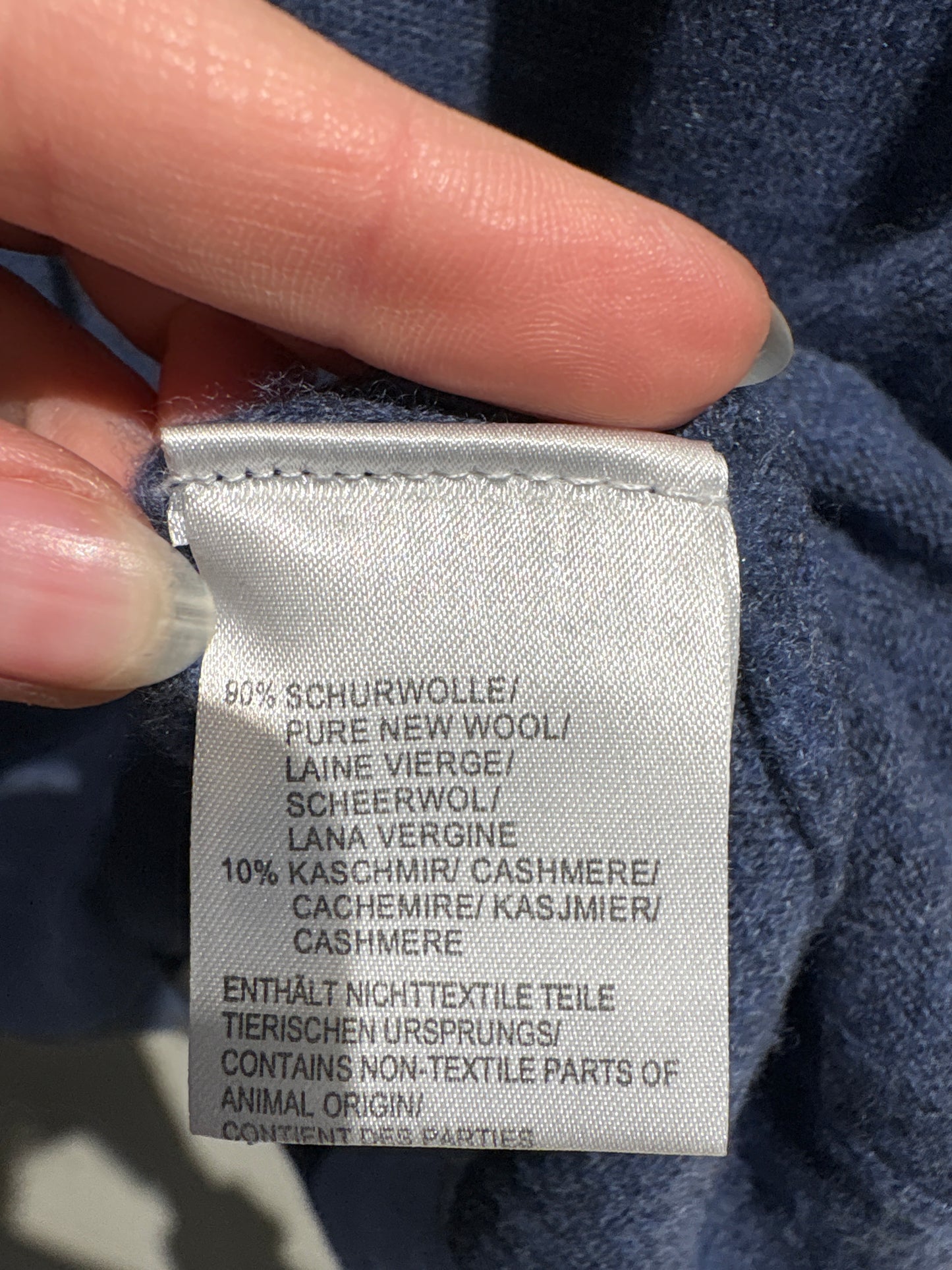 Top jeans blue luxury Madeleine din lana merino și cașmir