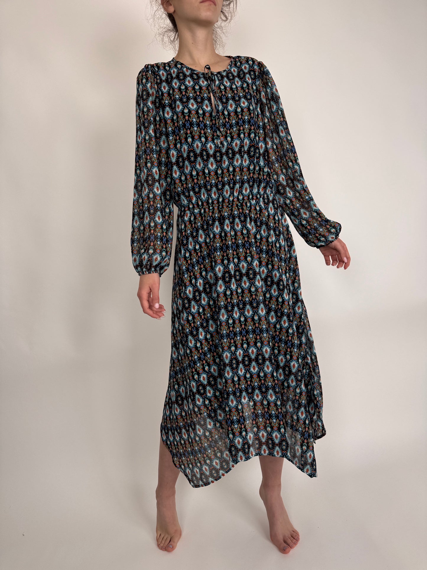 Rochie in stil anii 70 cu talie elastică