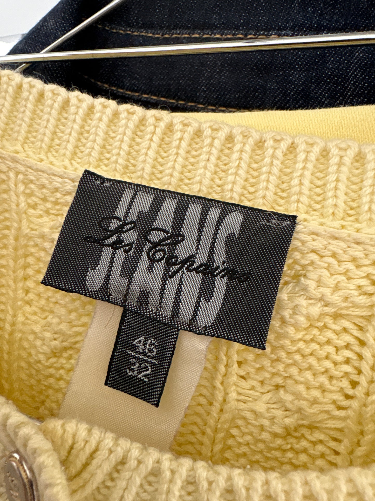 Cardigan luxury Les Copains butter yellow din bumbac cu torsade