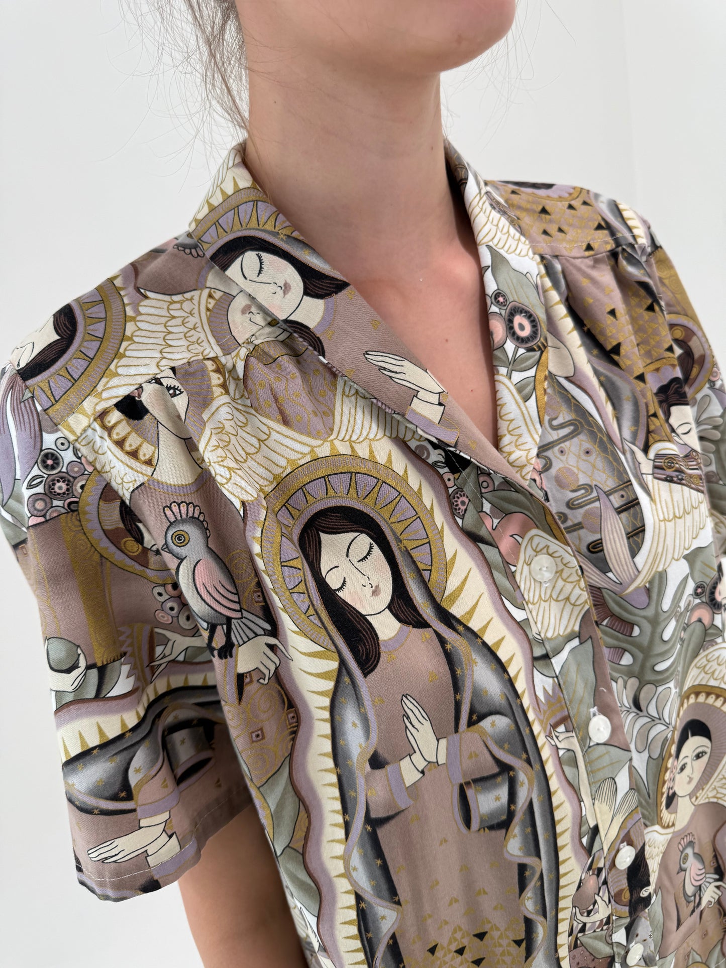 Cămașa vintage cu print în stil Dolce&Gabbana din canvas de bumbac