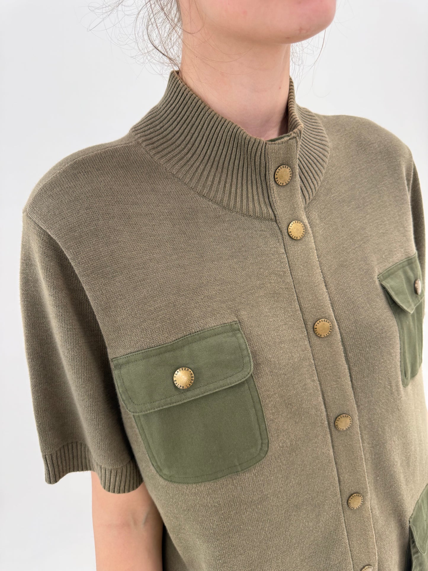 Top kaki Ralph Lauren cu influențe soft army din bumbac