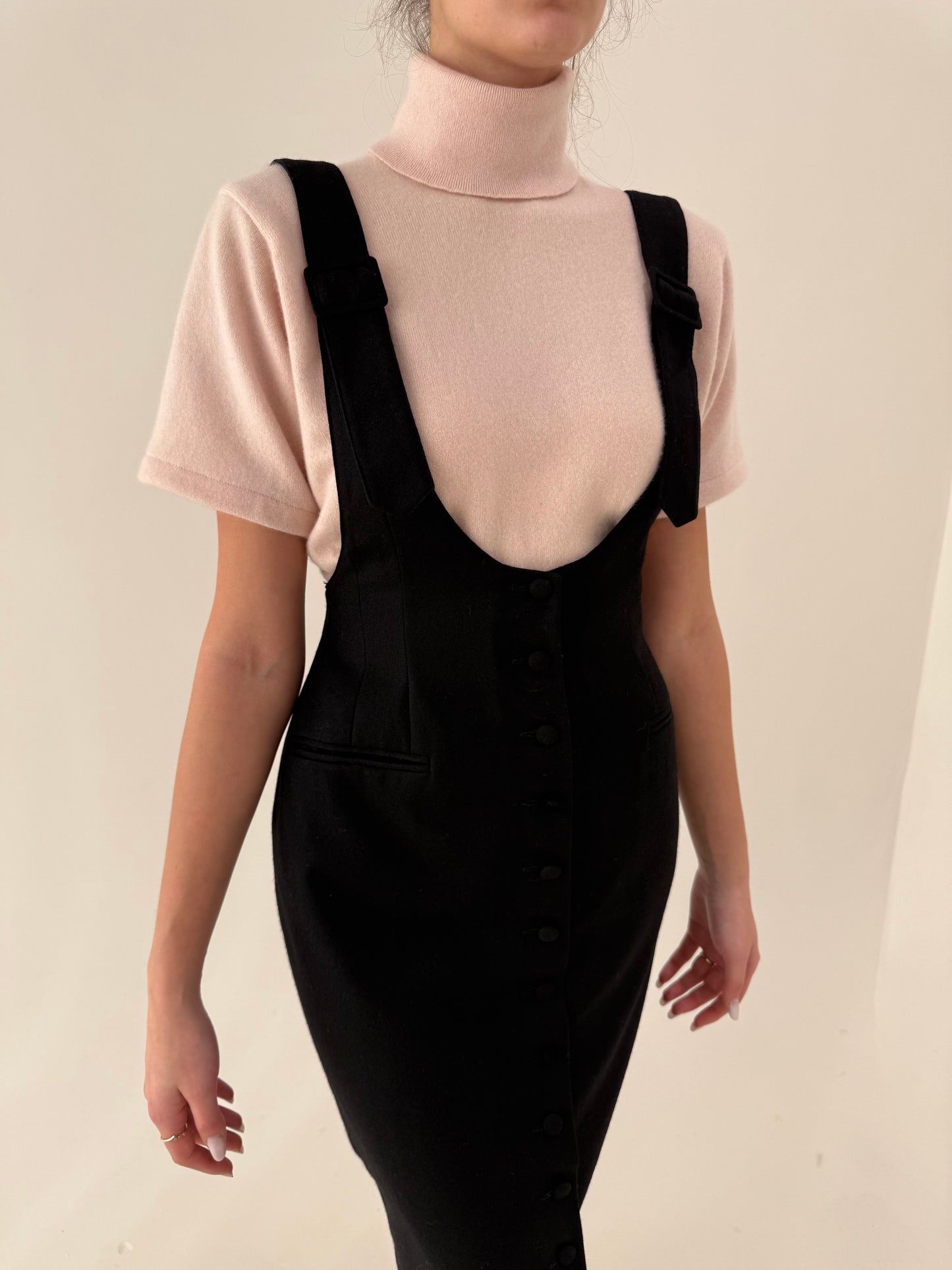 LBD vintage italian în croi sexy cu talie ultra înaltă maxi