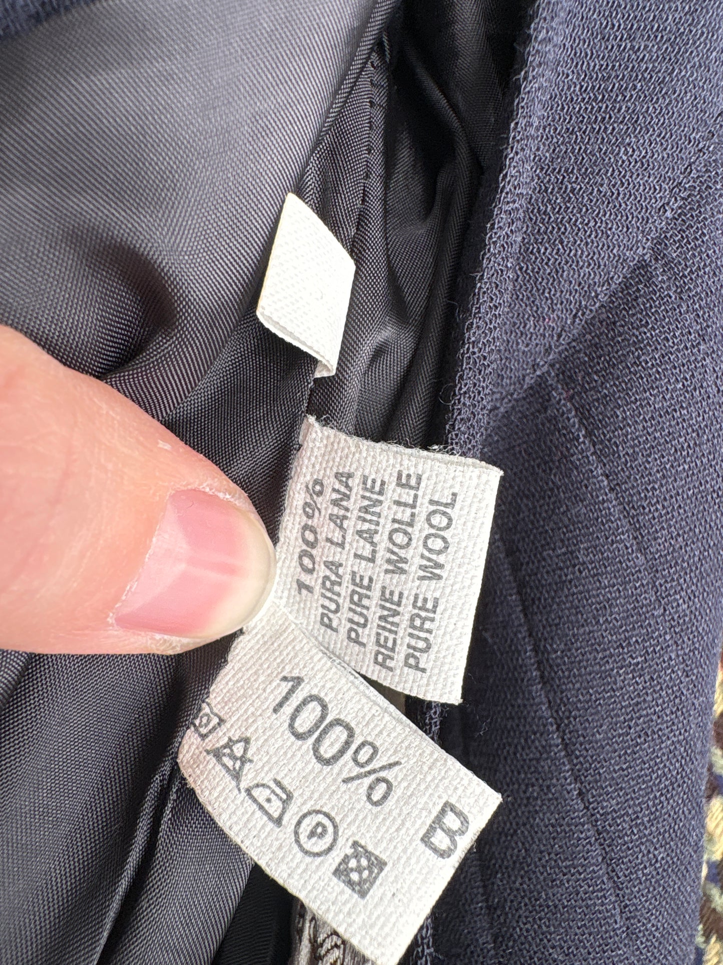 Fustă Navy plisată din lana extrafina cu talie ultra înaltă