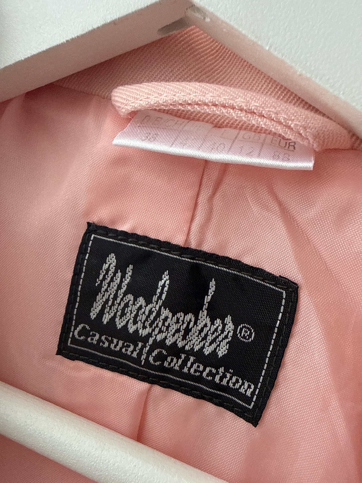 Sacou powder pink cambrat din bumbac cu mânecă 3/4