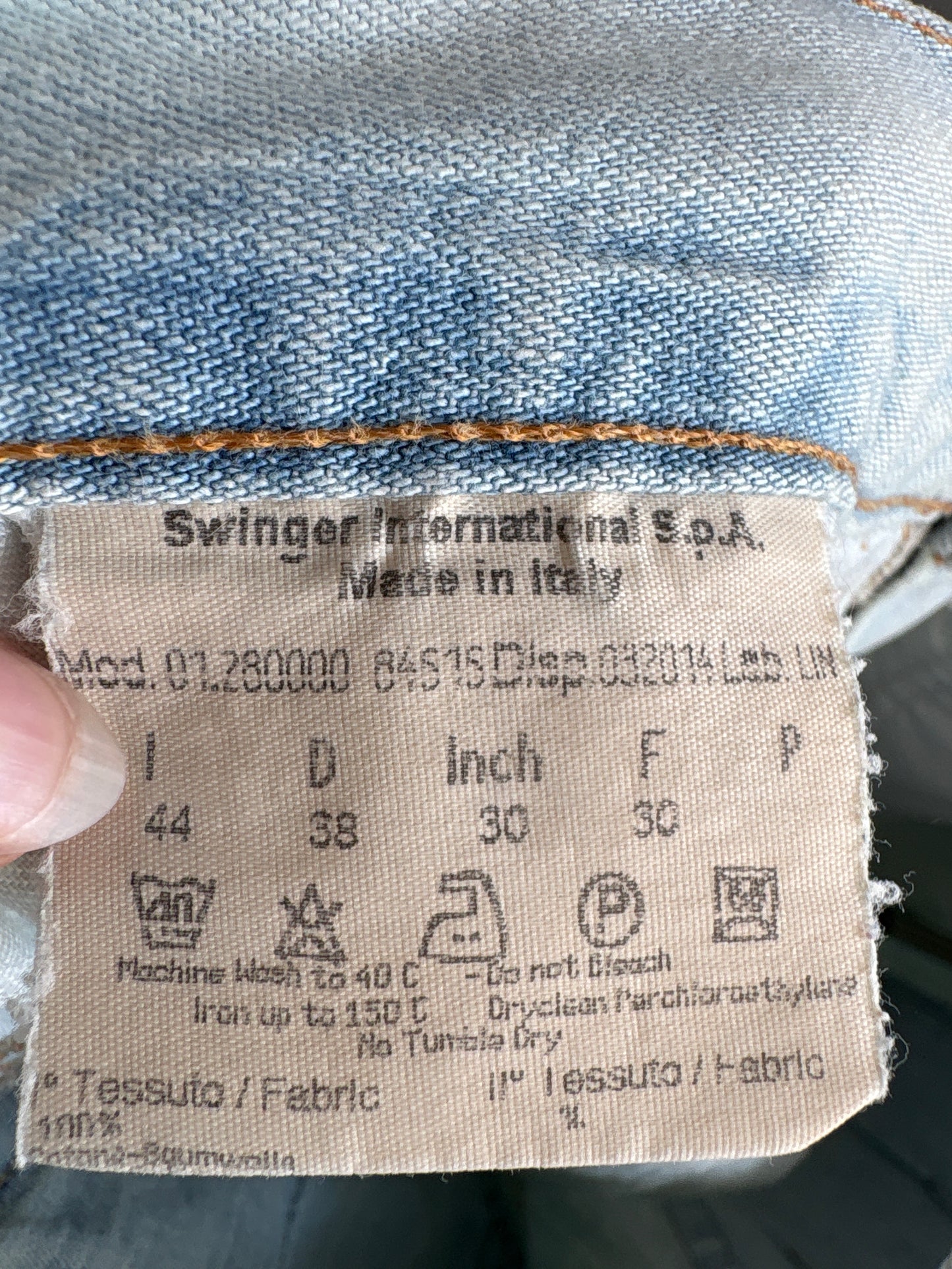Jeans luxury Rocco Barocco de vară în croi clasic light wash cu talie înaltă