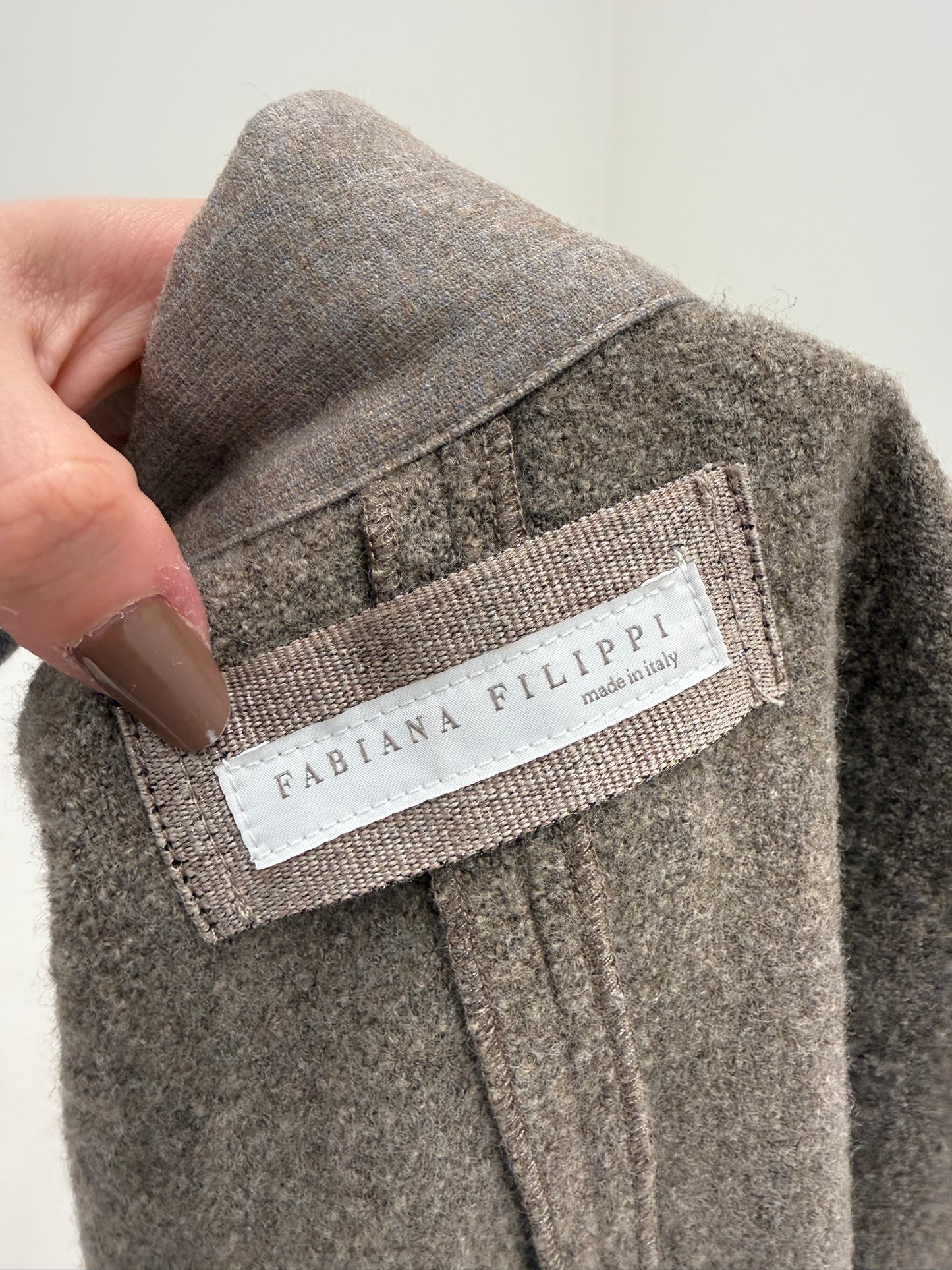 Sacou ultra luxury Fabiana Filippi din boiled wool taupe brown