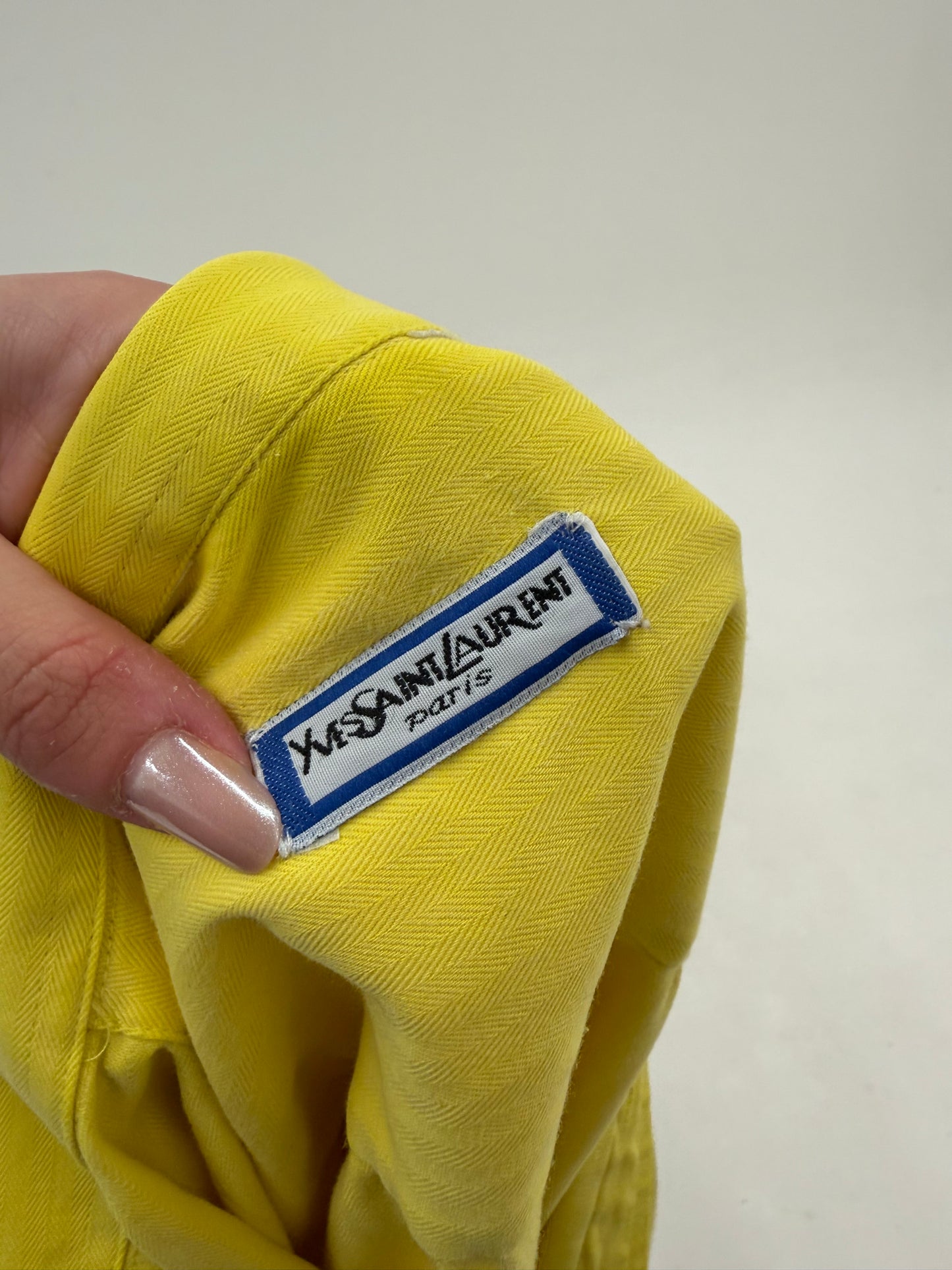 Cămașa vintage YSL lime orange din bumbac moale texturat