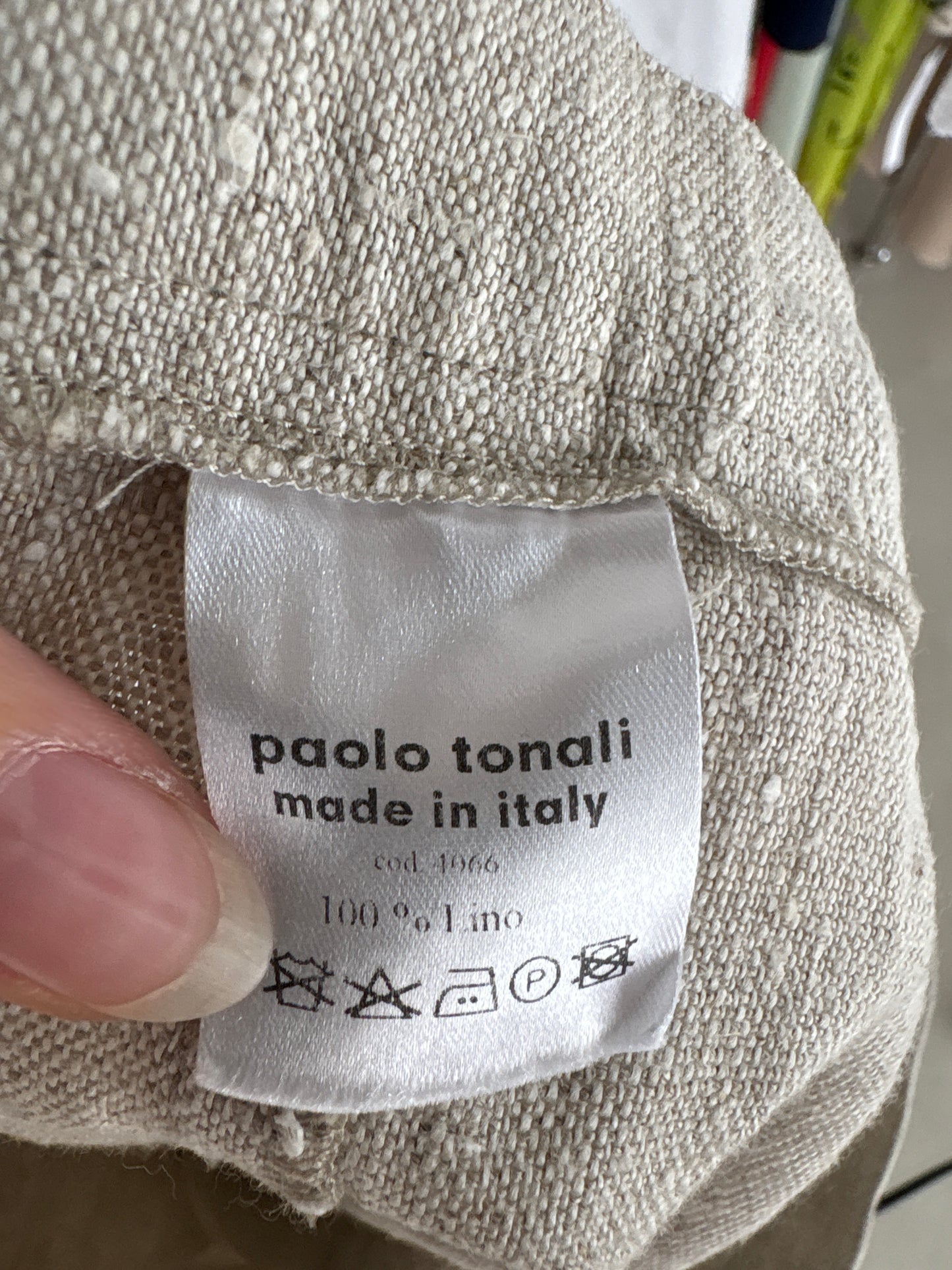 Pantaloni premium italienești din pânză grea de in cu talie ultra înaltă
