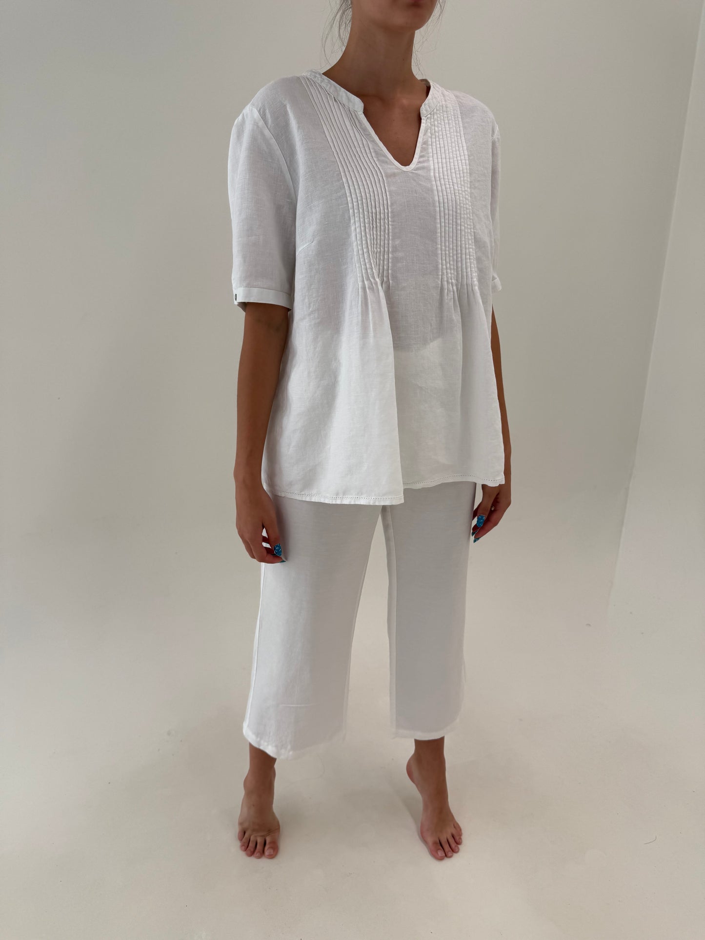 Pantaloni petite clasici din in premium în croi drept