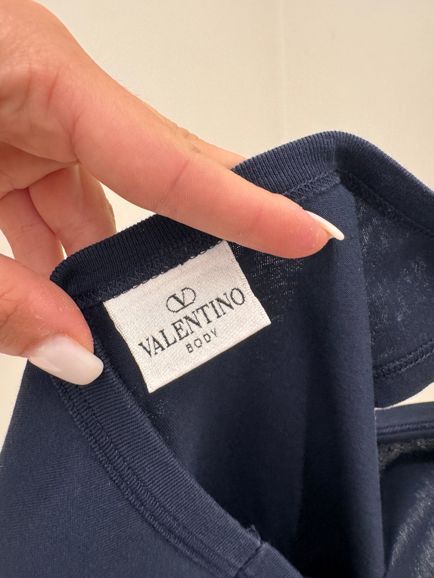 Top Valentino din Bumbac excepțional cu logoul discret al brandului Navy blue