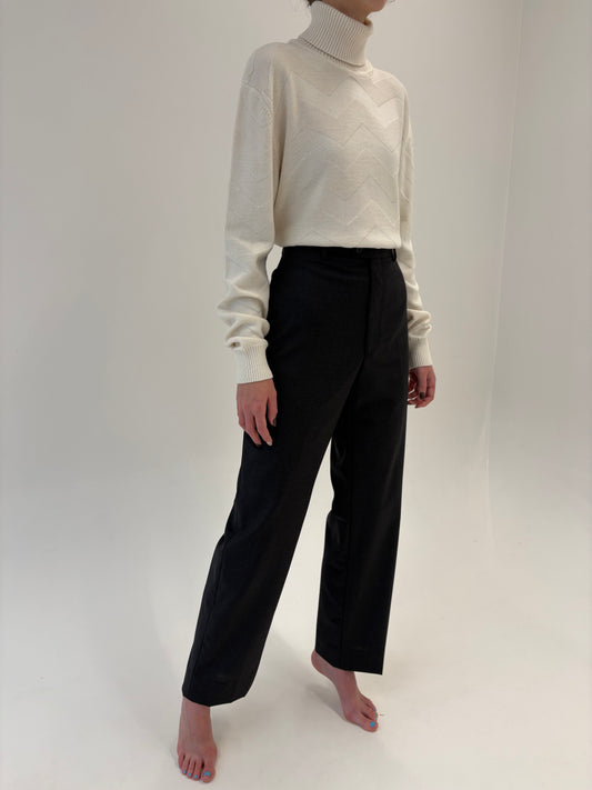 Pantaloni tall din stofă luxury de lana extrafina super 100’s în croi actual